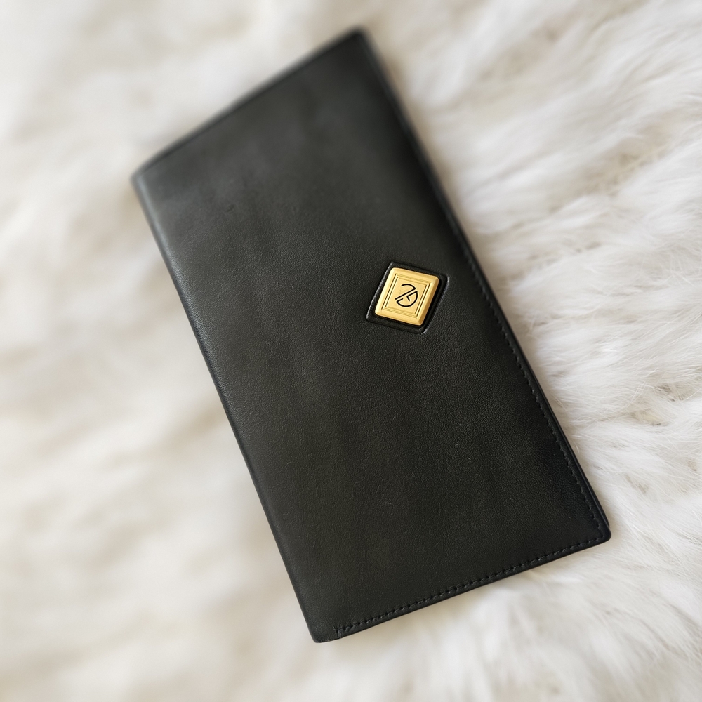 Black Leather Wallet with Gold Accent